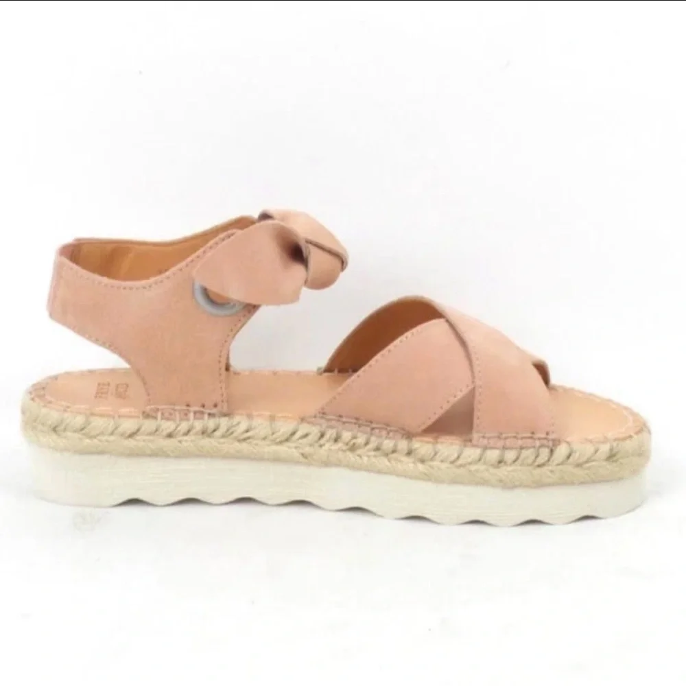 Frye Lula Blush Pink Suede Bow Knot Espadrille Platform Sandals Frye Size 7.5M